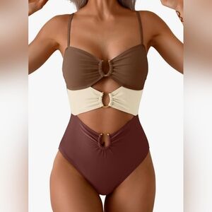Eomenie Womens Cutout One Piece Swimsuit with Ring Linked Sexy Monokini Bathing